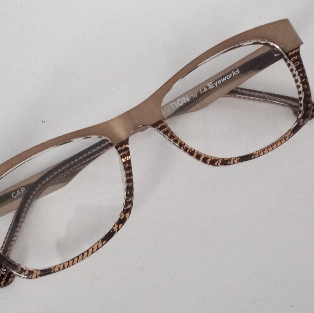 Vintage Fiction Metal/Acetate Gold Eyeglasses NOS